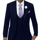 Elegant Navy Blue 3-Piece Solid Suit