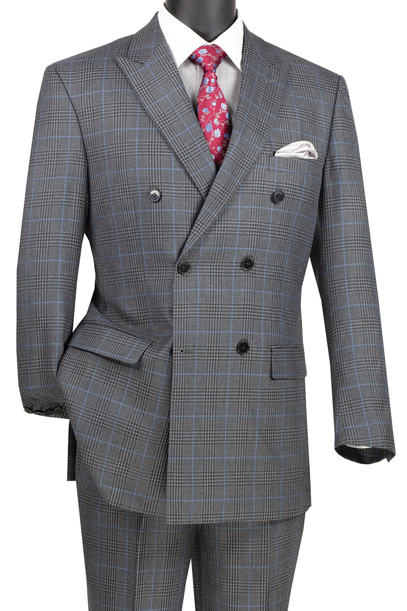 Executive Glen Plaid Double-Breasted Suit