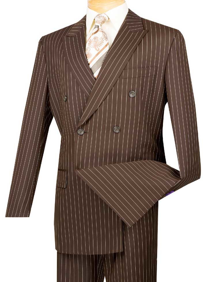 Executive Double Breasted Suit Pleated Pants & Gangster Stripes