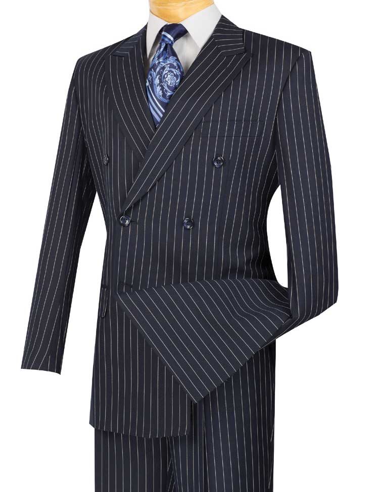 Executive Double Breasted Suit Pleated Pants & Gangster Stripes