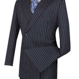 Executive Double Breasted Suit Pleated Pants & Gangster Stripes