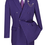 Executive Double Breasted Suit Pleated Pants & Gangster Stripes