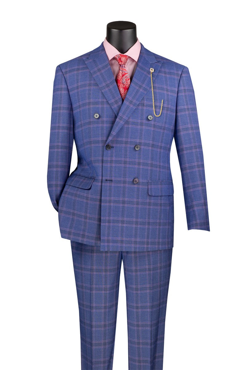 Pledge Suits Double Breasted Modern Fit Glen Plaid Suit – Bang Bang Threads
