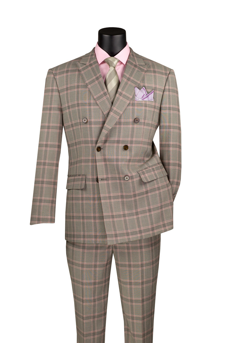 Double Breasted Modern Fit Glen Plaid Suit