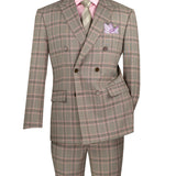 Double Breasted Modern Fit Glen Plaid Suit