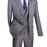 Elegant Checkered 2 Buttons Modern Fit Suit