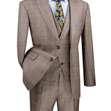 Elegant Checkered 2 Buttons Modern Fit Suit