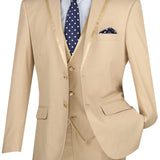 Slim Fit Vested Textured Solid Trimmed Lapel Suit for Men