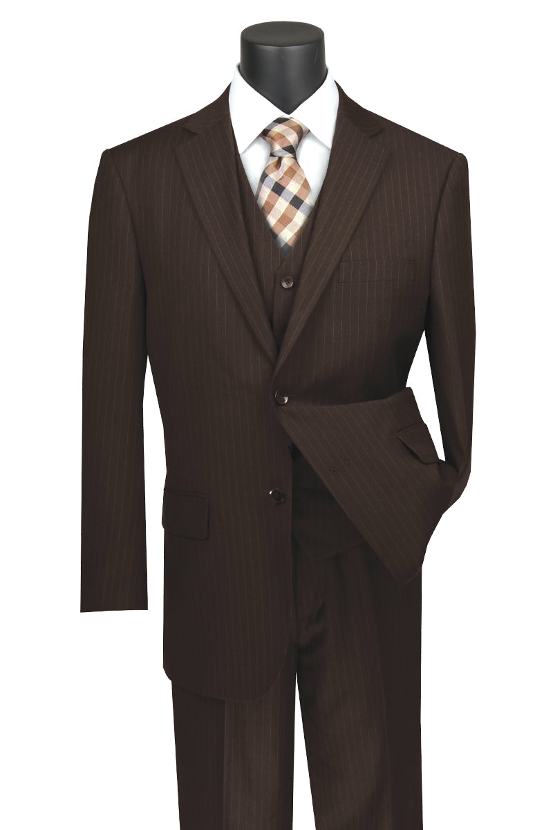 Executive Edge Classic Wool 3 Piece Pin stripes suit