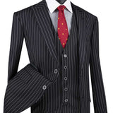 Single Breasted  3pcs Vested Suit with Peak Lapel