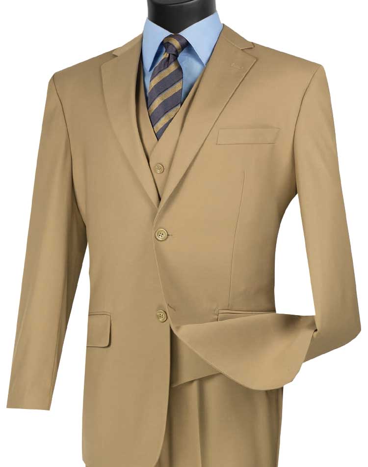 Classic 3 Pieces Vested Solid Suit