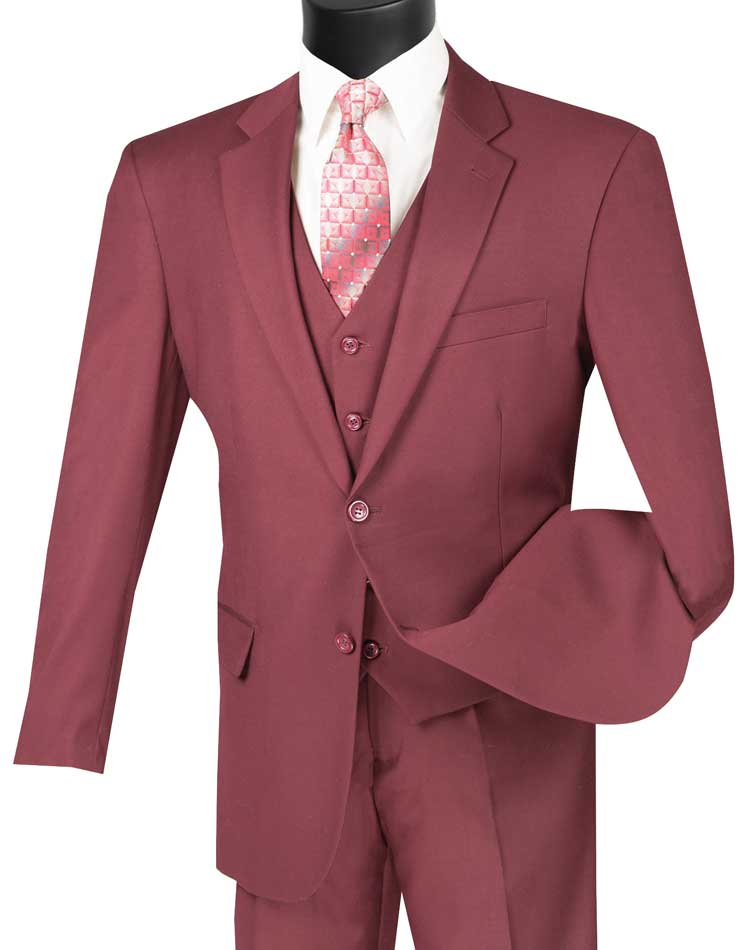 Classic 3 Pieces Vested Solid Suit