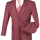 Classic 3 Pieces Vested Solid Suit