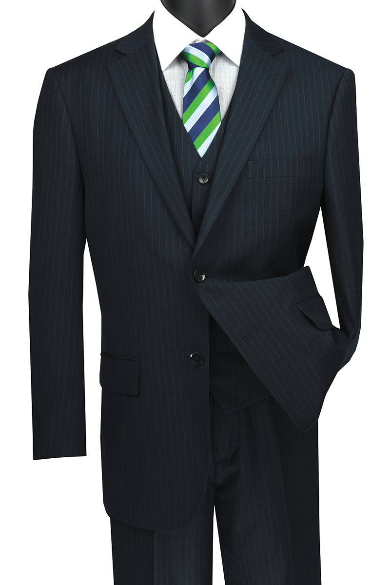 Executive Edge Classic Wool 3 Piece Pin stripes suit